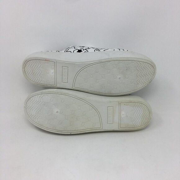 Bebe Women's Sneakers White Black Size 8.5 Daney Canvas Stars Logo Print Lace Up - Picture 5 of 8